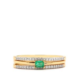 Colombian Emerald & Diamond 18K Gold Tomas Rae Stacker Ring MTGW 0.27ct