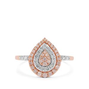 1/2ct White, Natural Pink Diamonds 9K Rose Gold Ring 