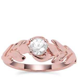 White Zircon Ring in Rose Gold Plated Sterling Silver 0.73ct