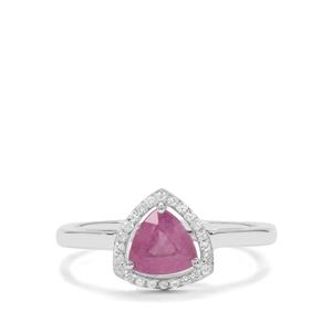 Ilakaka Hot Pink Sapphire & White Zircon Sterling Silver Ring ATGW 1.15cts