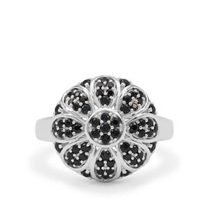 0.95ct Black Spinel Sterling Silver Ring 