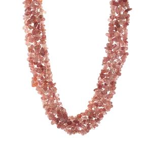 631.05ct Strawberry Quartz Sterling Silver Necklace 