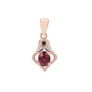 Malawi Garnet Pendant with Black Spinel & White Zircon in 9K Rose Gold 1.20cts