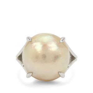 South Sea Mabe Cultured Pearl Sterling Silver Ring (17 MM)