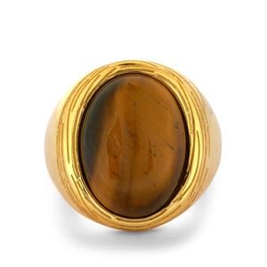 8cts Tiger's Eye Gold Tone Sterling Silver Ring 
