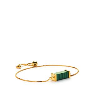 Congo Malachite Slider Bracelet in Gold Tone Sterling Silver 12.50cts