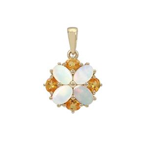 Ethiopian Opal Pendant with Mandarin Garnet in 9K Gold 2.05cts