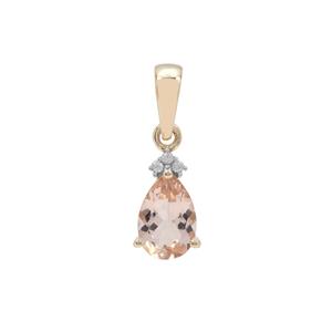 Nigerian Morganite Pendant with White Zircon in 9K Gold 1.05cts