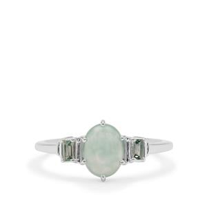 Gem-Jelly™ Aquaprase™  & Green Sapphire Sterling Silver Ring ATGW 1.40cts