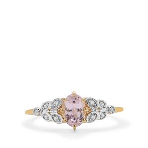Minas Gerais Kunzite & White Zircon 9K Gold Ring ATGW 1.15cts