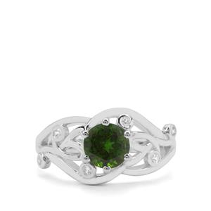 Chrome Diopside & White Zircon Sterling Silver Ring ATGW 1.59cts