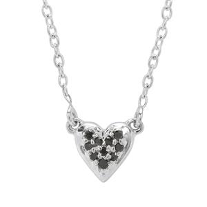 1/20ct Black Diamonds Sterling Silver Heart Necklace 