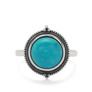 3.95cts Armenian Turquoise Sterling Silver Oxidized Ring 