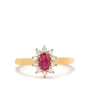 Montepuez Ruby Ring with White Zircon in 9K Gold 0.87cts