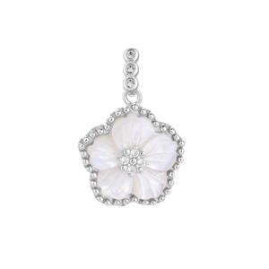 Mother of Pearl & White Topaz Sterling Silver Pendant (14.50mm)
