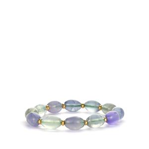 143.70ct Rainbow Fluorite Gold Tone Sterling Silver Stretchable Bracelet