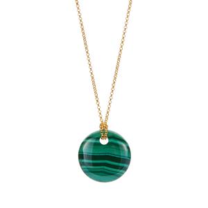 Malachite Necklace in Gold Tone Sterling Silver 46.50cts