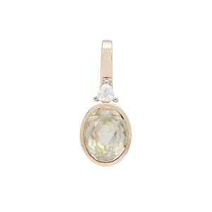 Minas Gerais Canary Kunzite Pendant with White Zircon in 9K Gold 2.65cts