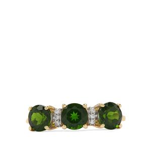 Chrome Diopside & White Zircon 9K Gold Ring ATGW 2cts