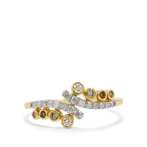 1/3cts Golden Ivory & Multi Diamonds 9K Gold Ring 