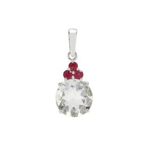 Hyalite Opal & Malagasy Ruby Sterling Silver Pendant ATGW 3cts (F)