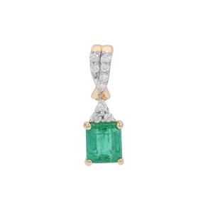 Panjshir Emerald & Diamond 18K Gold Tomas Rae Pendant MTGW 0.65ct
