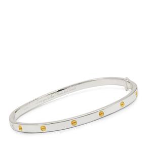Elegance 'I Love You To The Moon & Back ' Bangle Argentium 960 Silver With Gold Plating