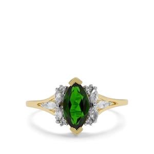 Chrome Diopside & White Zircon 9K Gold Ring ATGW 1.45cts