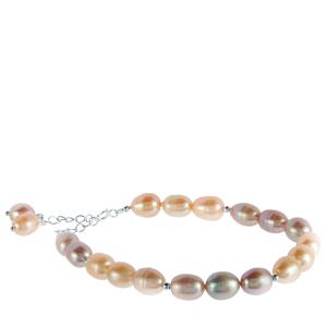 'Shades of Pearls' Freshwater Cultured Pearl Sterling Silver Bracelet (8 x 7mm)