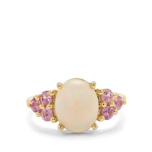 Ethiopian Opal & Pink Sapphire 9K Gold Ring ATGW 2.80cts