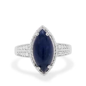 Bharat Sapphire Ring with White Zircon in Sterling Silver 8.90cts