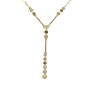 1/3ct Golden Ivory Diamonds & Multi Diamonds 9K Gold Necklace 