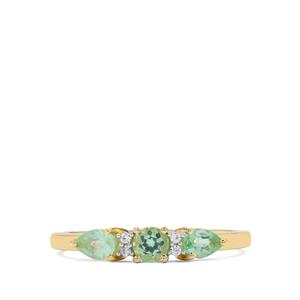 Paraiba Tourmaline Ring with Natural Zircon in 9k Gold 0.55ct