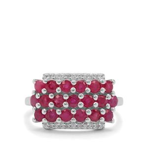 Burmese Ruby & White Zircon Sterling Silver Ring ATGW 2.3cts
