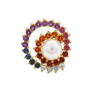 Kaori Cultured Pearl & Multi Gemstone Midas Pendant (7mm)