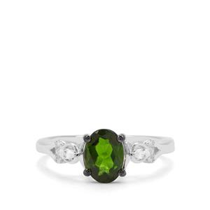 Chrome Diopside & White Zircon Sterling Silver Ring ATGW 1.29cts