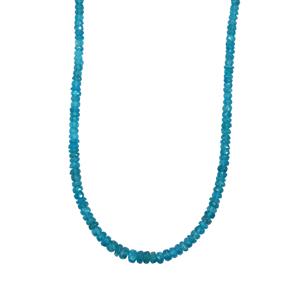 60ct Neon Apatite Platinum Plated Sterling Silver Graduated Bead Necklace