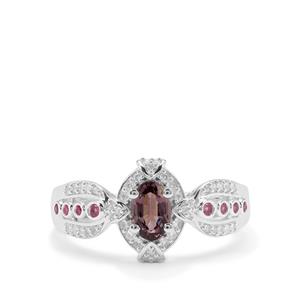 Burmese Pink Spinel, Sakaraha Pink Sapphire & White Zircon Sterling Silver Ring ATGW 1.02cts