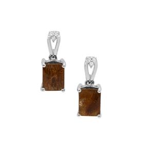 Rutile Quartz & White Zircon Sterling Silver Earrings ATGW 3.15cts