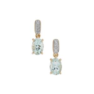 Aquaiba™ Beryl & Diamond 9K Gold Earrings ATGW 1.40cts