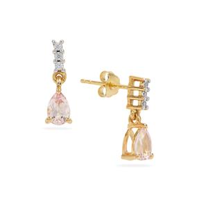 Idar Pink Morganite & White Zircon 9K Gold Earrings ATGW 0.80cts