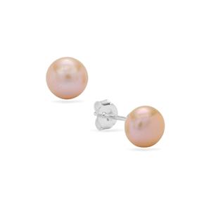 Naturally Pink Pearl Sterling Silver Earrings (8mm)