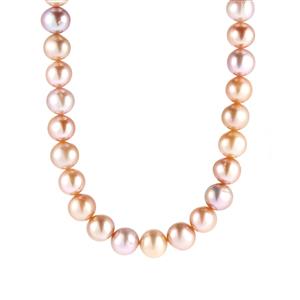 Naturally Papaya Cultured Pearl Sterling Silver Necklace (8mm)