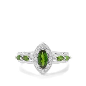 Chrome Diopside & White Zircon Sterling Silver Ring ATGW 0.86ct