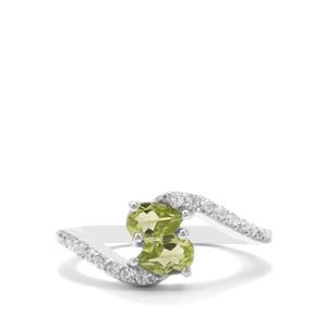 Red Dragon Peridot & White Zircon Sterling Silver Ring ATGW 1.29cts