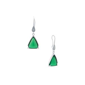 5cts Green Agate Sterling Silver Earrings 