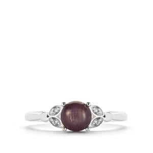 Bharat Star Ruby Ring with White Zircon in Sterling Silver 1.81cts