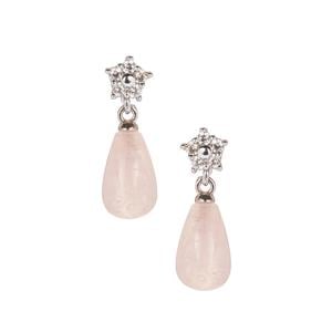Morganite Earrings with White Zircon in Sterling Silver 4.75cts