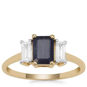 Ethiopian Sapphire Ring with White Zircon in 9K Gold 1.84cts