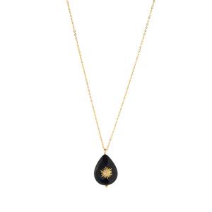 12cts Black Agate Gold Tone Sterling Silver Necklace 